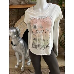 Lucky Brand Grateful Soft Short Sleeve Cream Shirt Women's Size Small